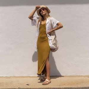 Vitamin A West Dress - Matcha Organic Rib × S